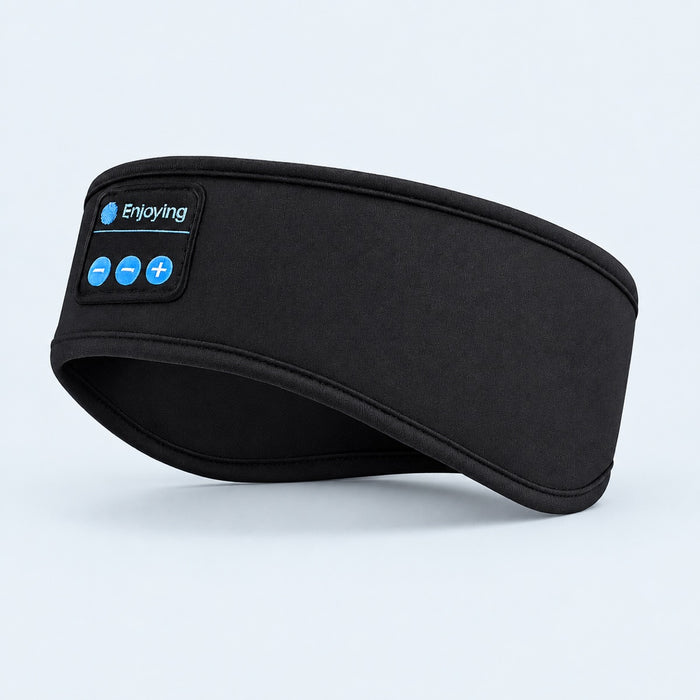 Schwarzes AlpenFit Bluetooth-Stirnband mit blauen Bedientasten